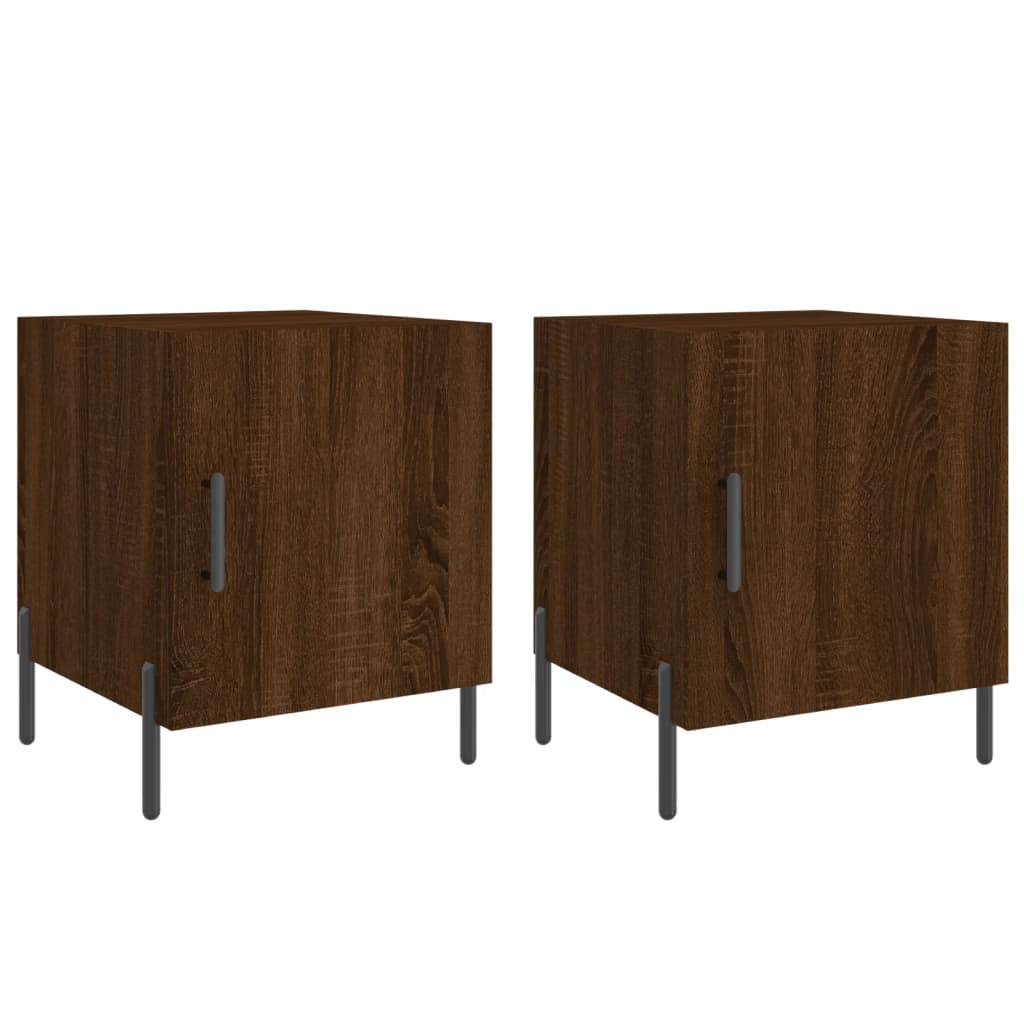 Bedside Cabinets 2 pcs Brown Oak 40x40x50 cm Engineered Wood