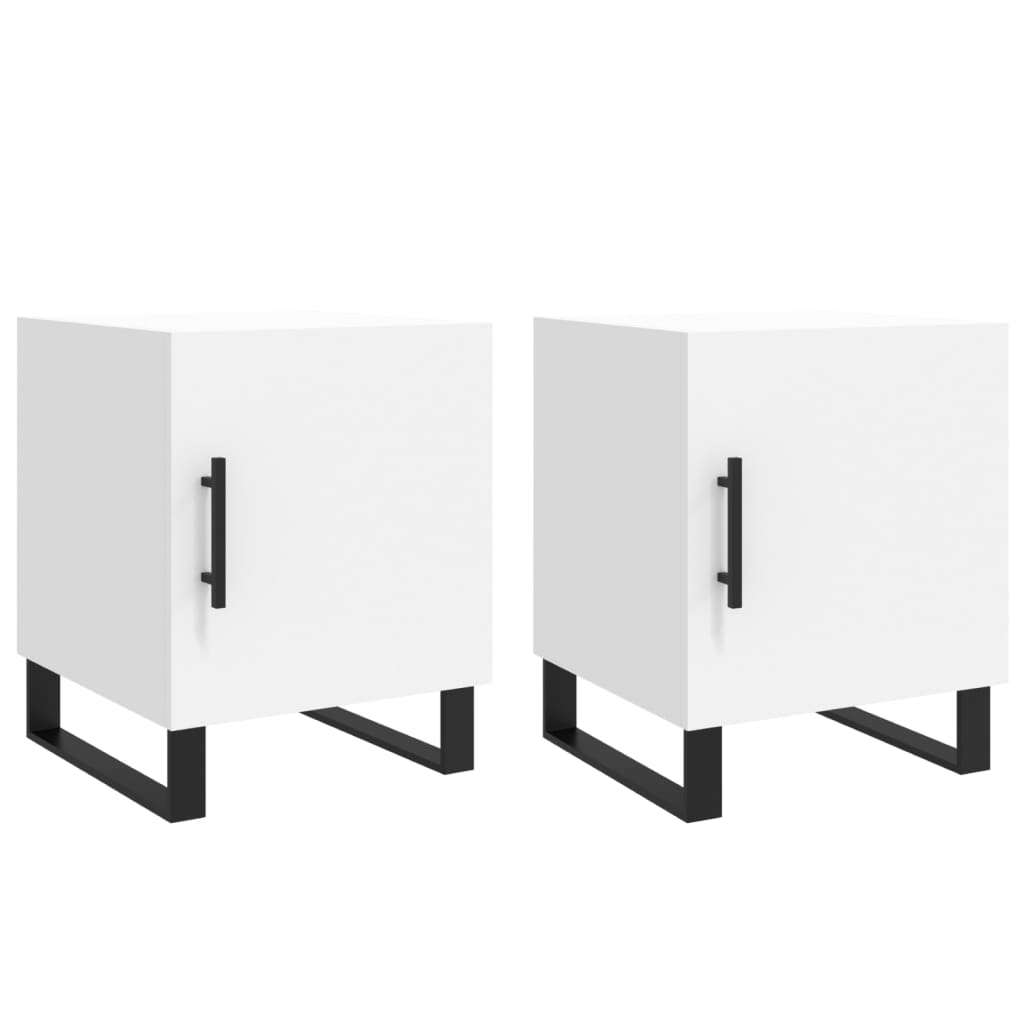 Bedside Cabinets 2 pcs White 40x40x50 cm Engineered Wood