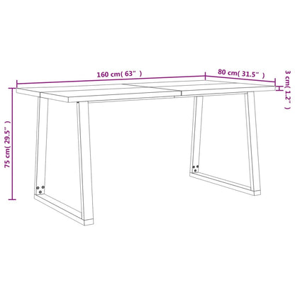 Dining Table with Live Edge 160x80x75 cm Solid Wood Acacia