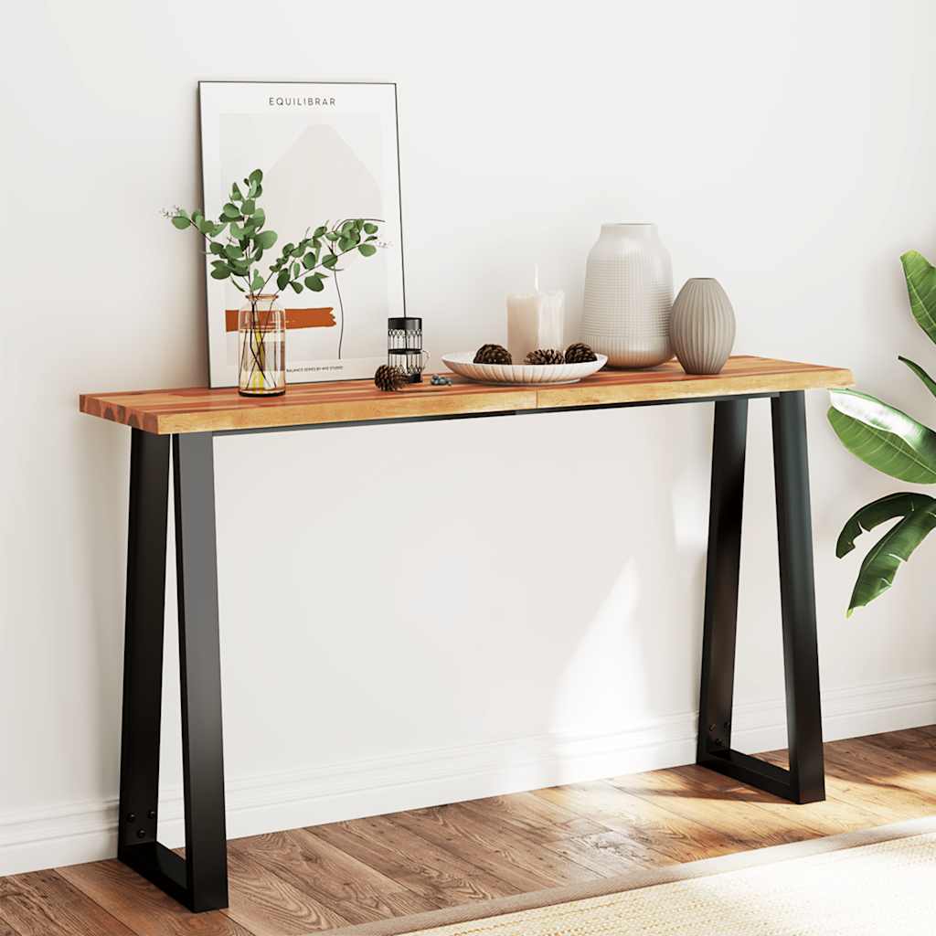 Console Table with Live Edge 140x40x80 cm Solid Wood Acacia