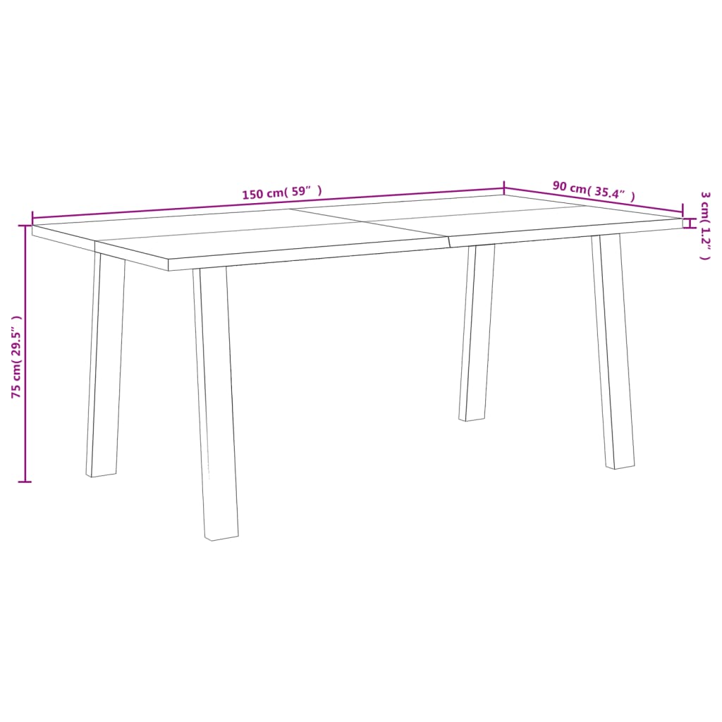 Dining Table 150x90x75 cm Solid Wood Acacia