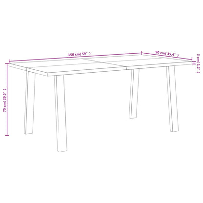 Dining Table 150x90x75 cm Solid Wood Acacia