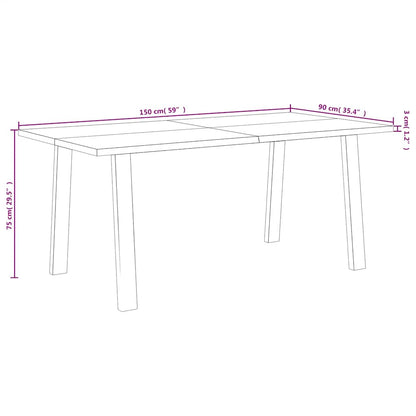 Dining Table 150x90x75 cm Solid Wood Acacia