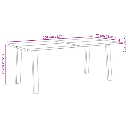 Dining Table 200x90x75 cm Solid Wood Acacia