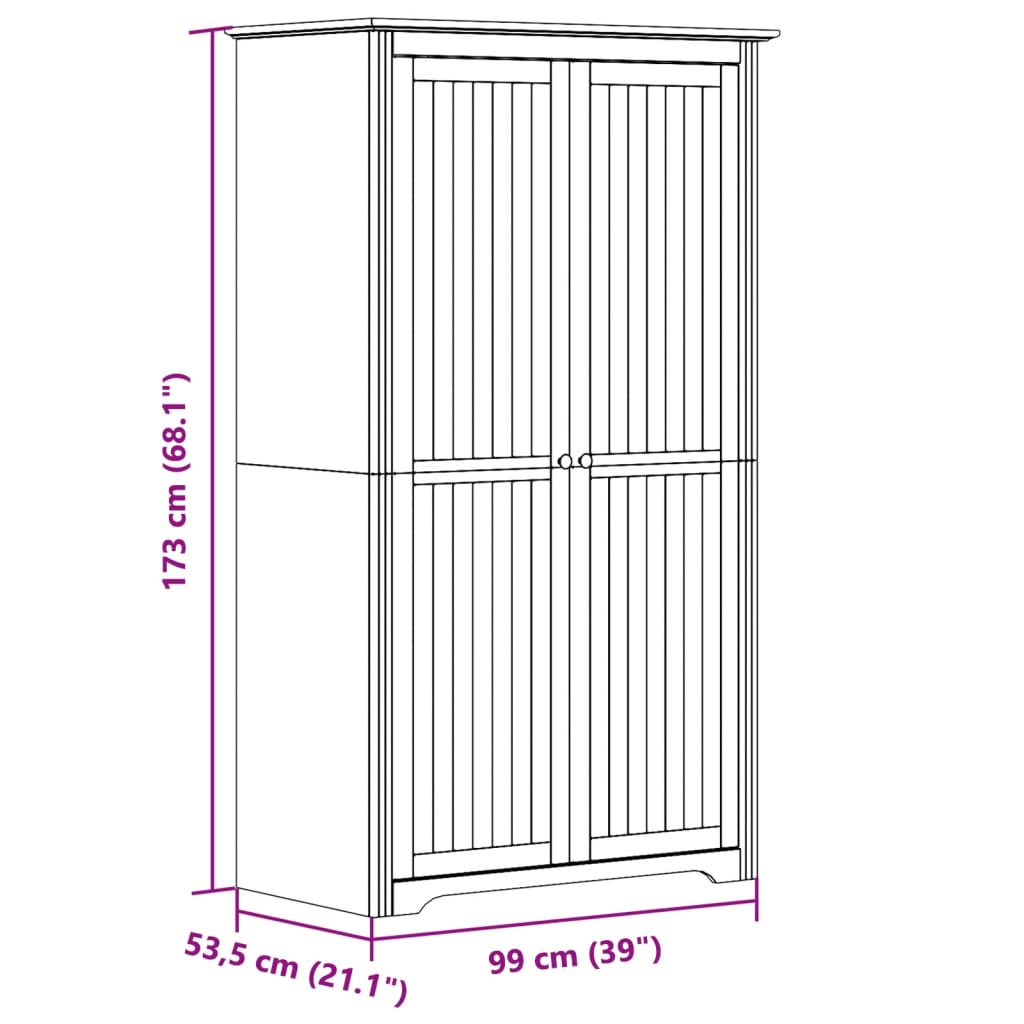 Wardrobe BODO White 101x52x176.5 cm Solid Wood Pine