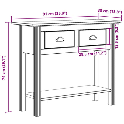 Console Table BODO White 90x34.5x73 cm Solid Wood Pine