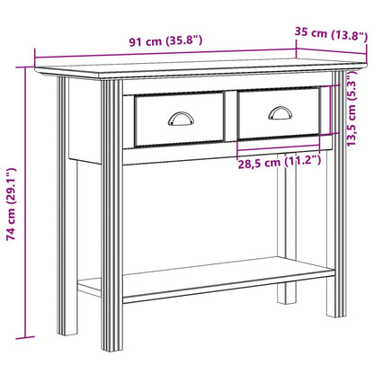 Console Table BODO Grey 90x34.5x73 cm Solid Wood Pine