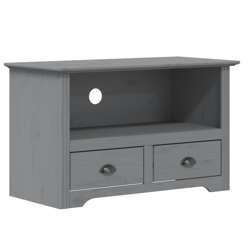 TV Cabinet with 2 Drawers BODO Grey 91x43x56 cm Solid Wood Pine