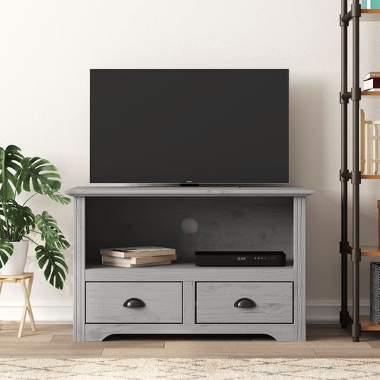 TV Cabinet with 2 Drawers BODO Grey 91x43x56 cm Solid Wood Pine