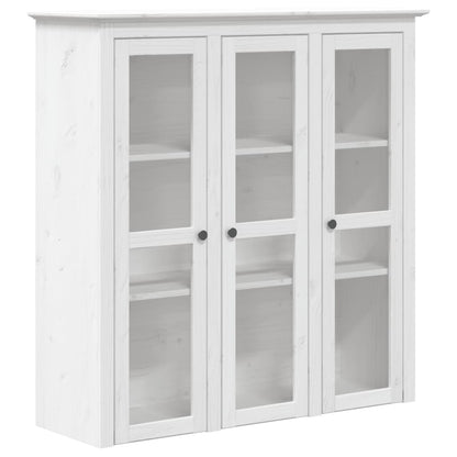 Cabinet with Glass Doors BODO White Solid Wood Pine