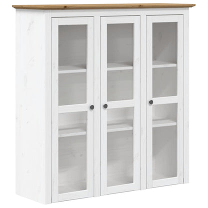 Cabinet with Glass Doors BODO White and Brown Solid Wood Pine