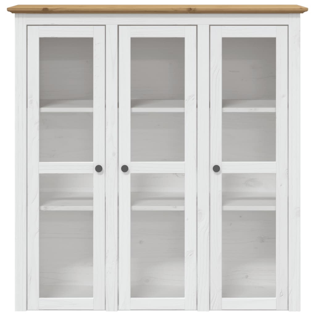 Cabinet with Glass Doors BODO White and Brown Solid Wood Pine