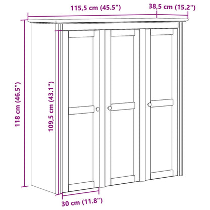 Cabinet with Glass Doors BODO White and Brown Solid Wood Pine