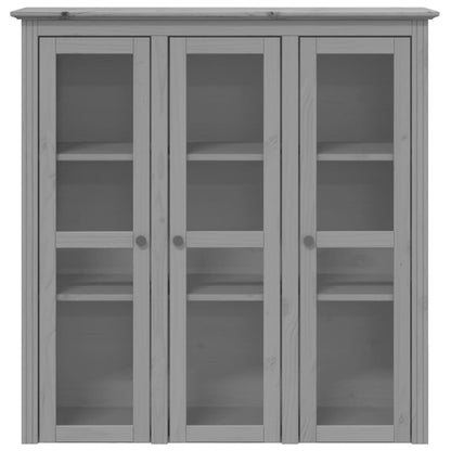 Cabinet with Glass Doors BODO Grey Solid Wood Pine