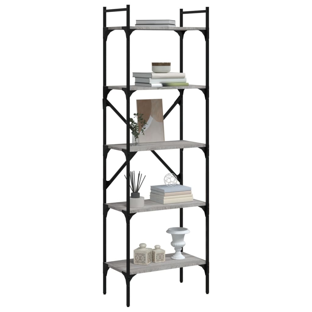 Bookcase 5-Tier Grey Sonoma 56x31.5x174 cm Engineered Wood