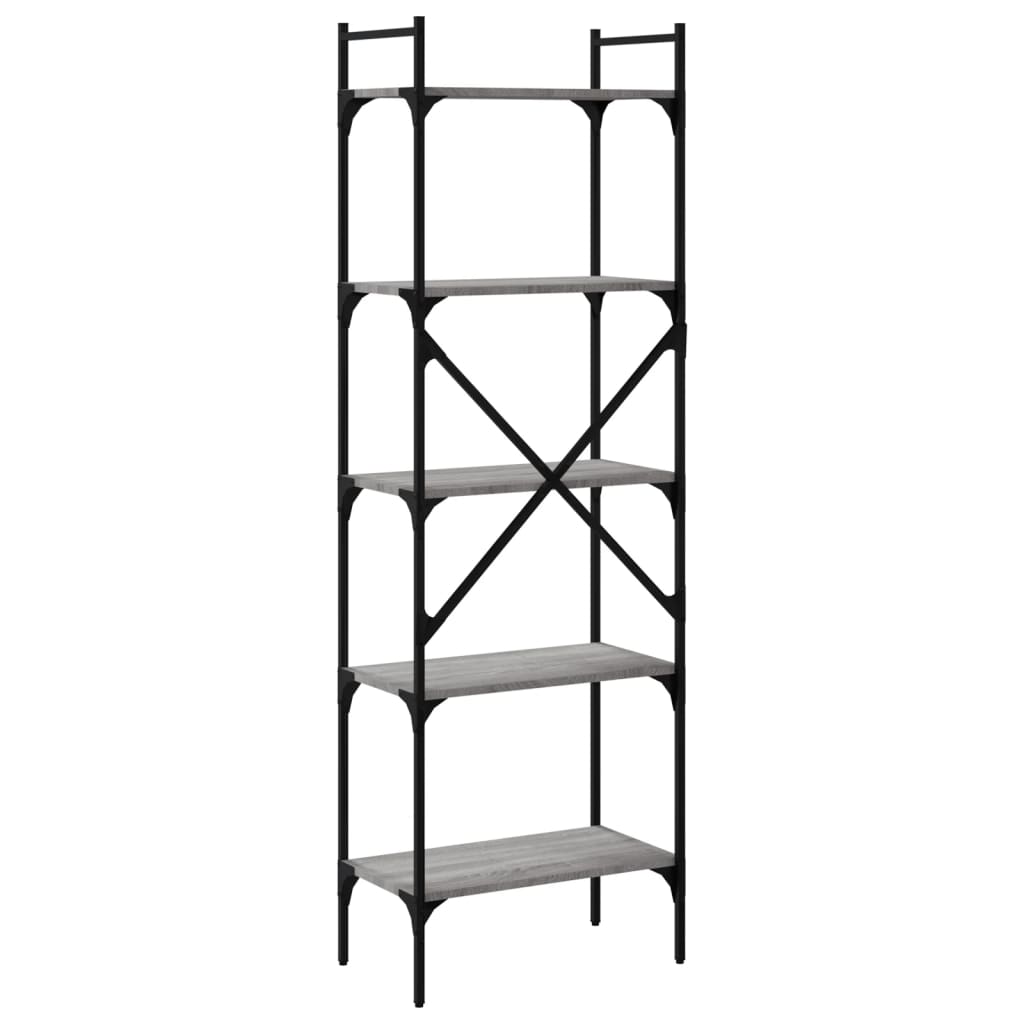 Bookcase 5-Tier Grey Sonoma 56x31.5x174 cm Engineered Wood