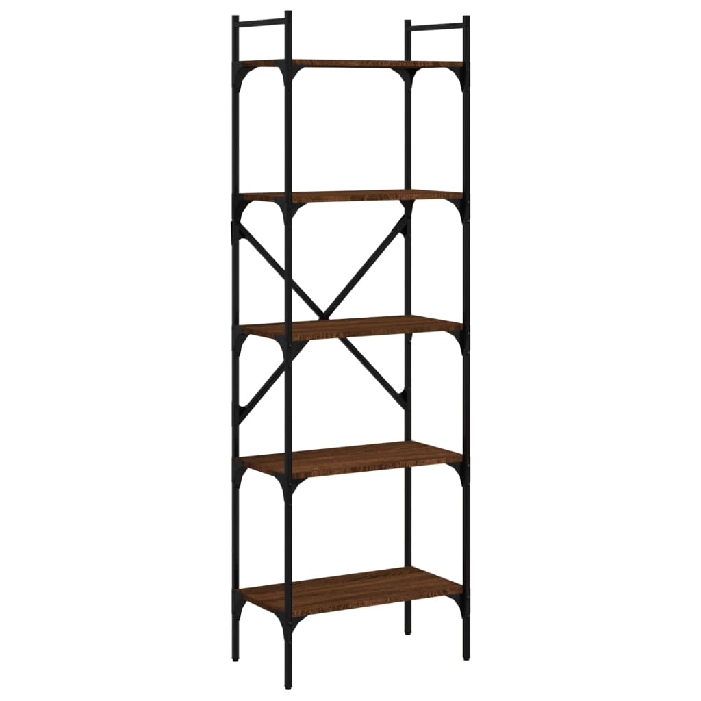 Bookcase 5-Tier Brown Oak 56x31.5x174 cm Engineered Wood