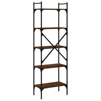 Bookcase 5-Tier Brown Oak 56x31.5x174 cm Engineered Wood