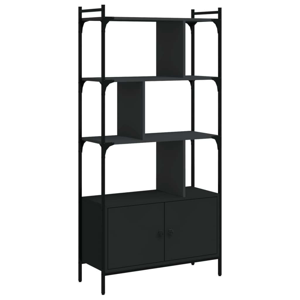 Bookcase with Doors Black76.5x30x154.5 cm Engineered Wood