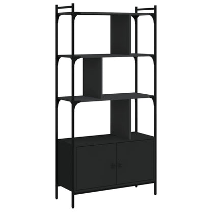 Bookcase with Doors Black76.5x30x154.5 cm Engineered Wood