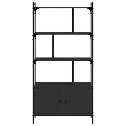 Bookcase with Doors Black76.5x30x154.5 cm Engineered Wood