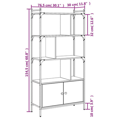 Bookcase with Doors Black76.5x30x154.5 cm Engineered Wood