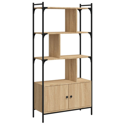 Bookcase with Doors Sonoma Oak 76.5x30x154.5 cm Engineered Wood