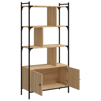 Bookcase with Doors Sonoma Oak 76.5x30x154.5 cm Engineered Wood