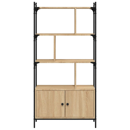 Bookcase with Doors Sonoma Oak 76.5x30x154.5 cm Engineered Wood