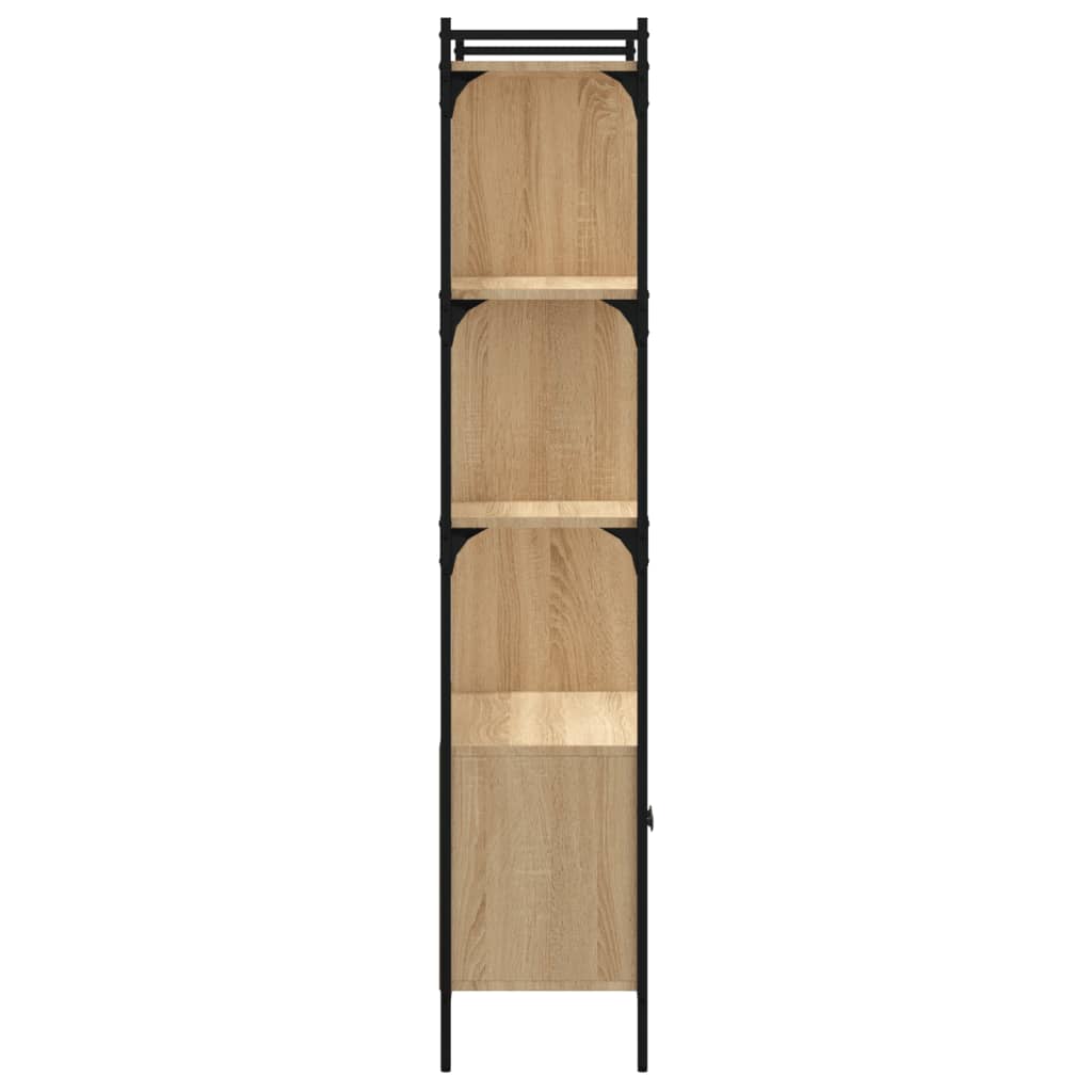 Bookcase with Doors Sonoma Oak 76.5x30x154.5 cm Engineered Wood