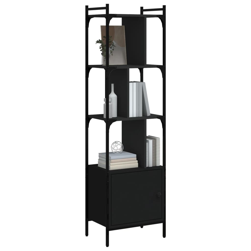 Bookcase with Door Black 44.5x30x154.5 cm Engineered Wood