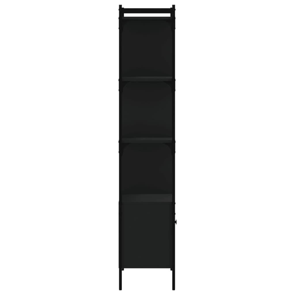 Bookcase with Door Black 44.5x30x154.5 cm Engineered Wood