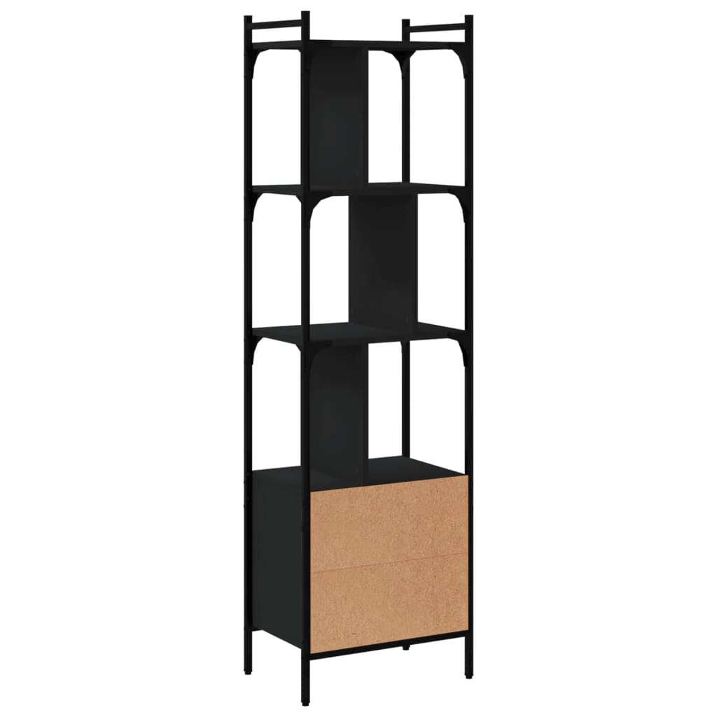 Bookcase with Door Black 44.5x30x154.5 cm Engineered Wood