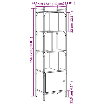 Bookcase with Door Black 44.5x30x154.5 cm Engineered Wood