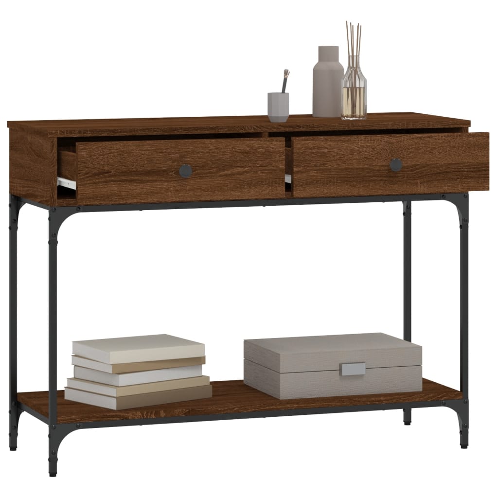 Console Table Brown Oak 100x34.5x75 cm Engineered Wood