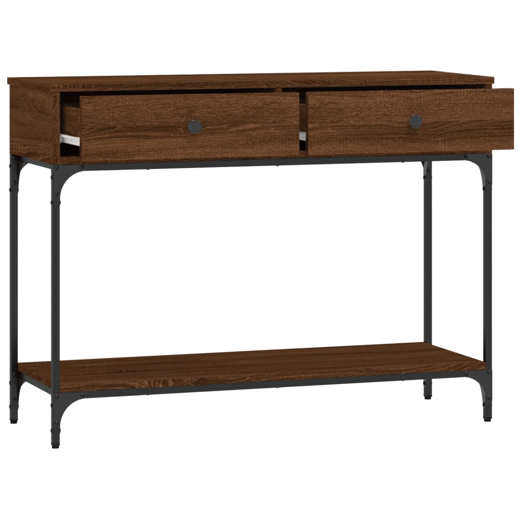 Console Table Brown Oak 100x34.5x75 cm Engineered Wood