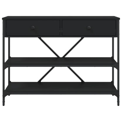 Console Table with Drawers and Shelves Black Engineered Wood