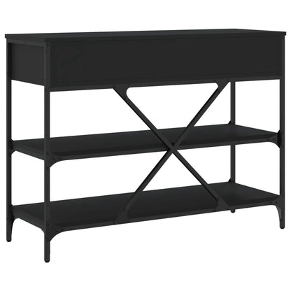 Console Table with Drawers and Shelves Black Engineered Wood