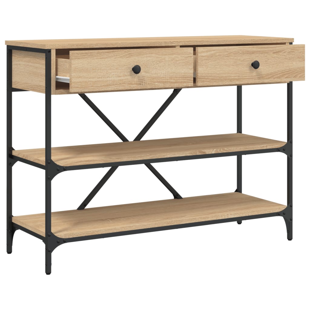 Console Table with Drawers and Shelves Sonoma Oak Engineered Wood