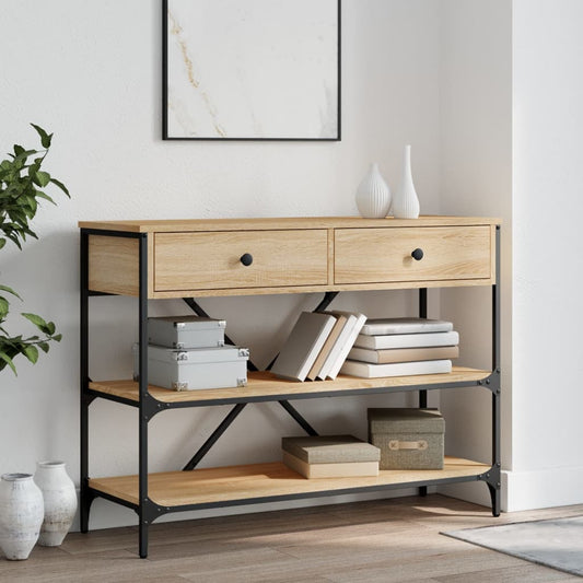 Console Table with Drawers and Shelves Sonoma Oak Engineered Wood