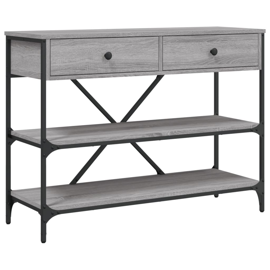 Console Table with Drawers and Shelves Grey Sonoma Engineered Wood