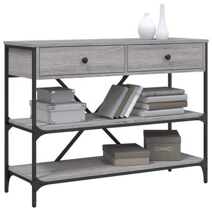 Console Table with Drawers and Shelves Grey Sonoma Engineered Wood