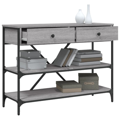 Console Table with Drawers and Shelves Grey Sonoma Engineered Wood