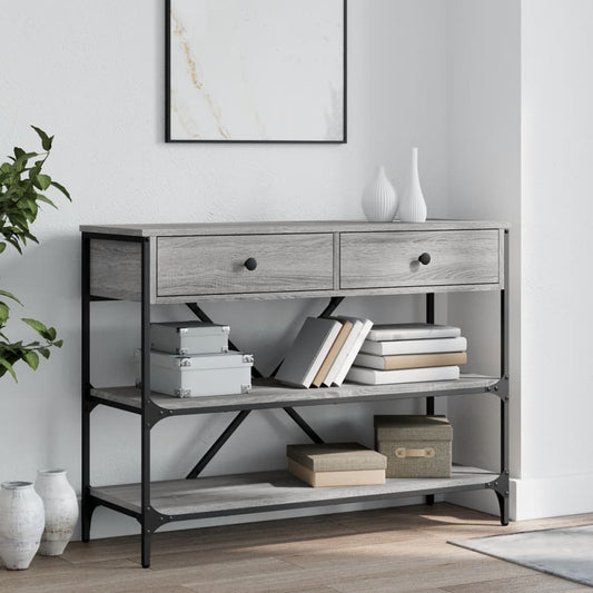 Console Table with Drawers and Shelves Grey Sonoma Engineered Wood