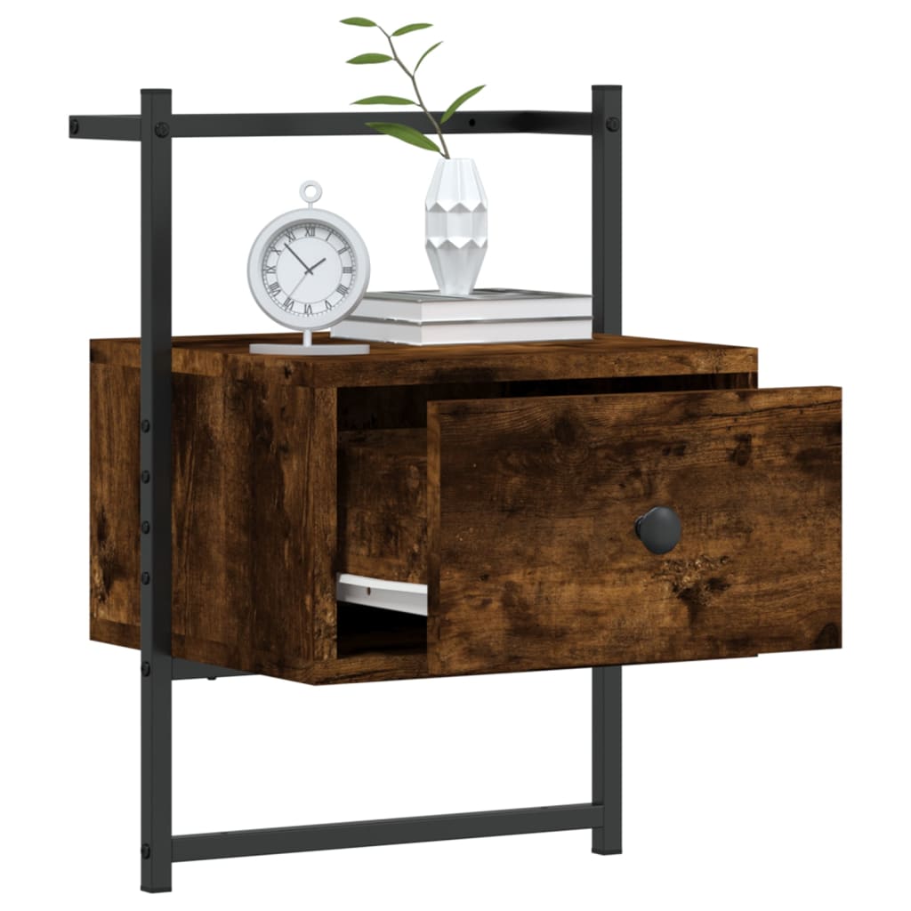 Bedside Cabinet Wall-mounted Smoked Oak 35x30x51 cm Engineered Wood