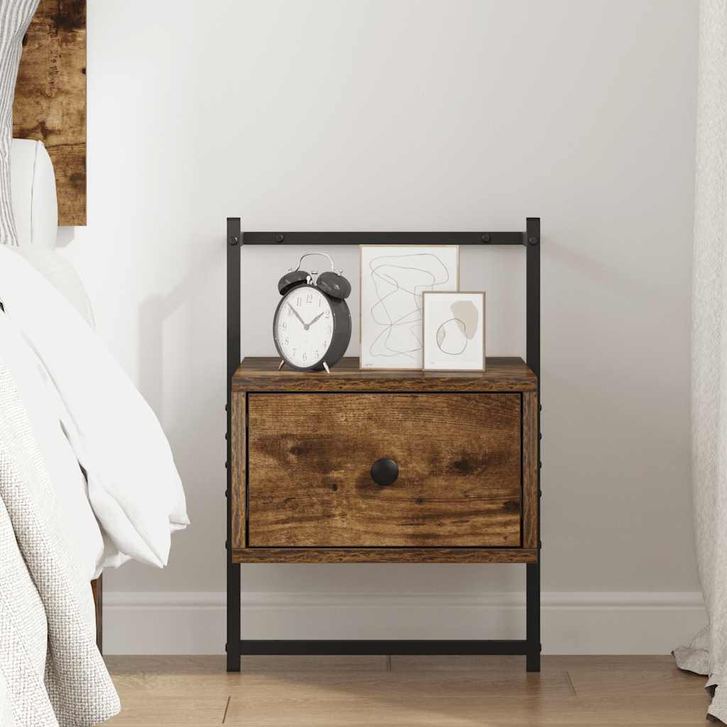 Bedside Cabinet Wall-mounted Smoked Oak 35x30x51 cm Engineered Wood