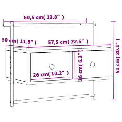 TV Cabinet Wall-mounted Sonoma Oak 60.5x30x51 cm Engineered Wood