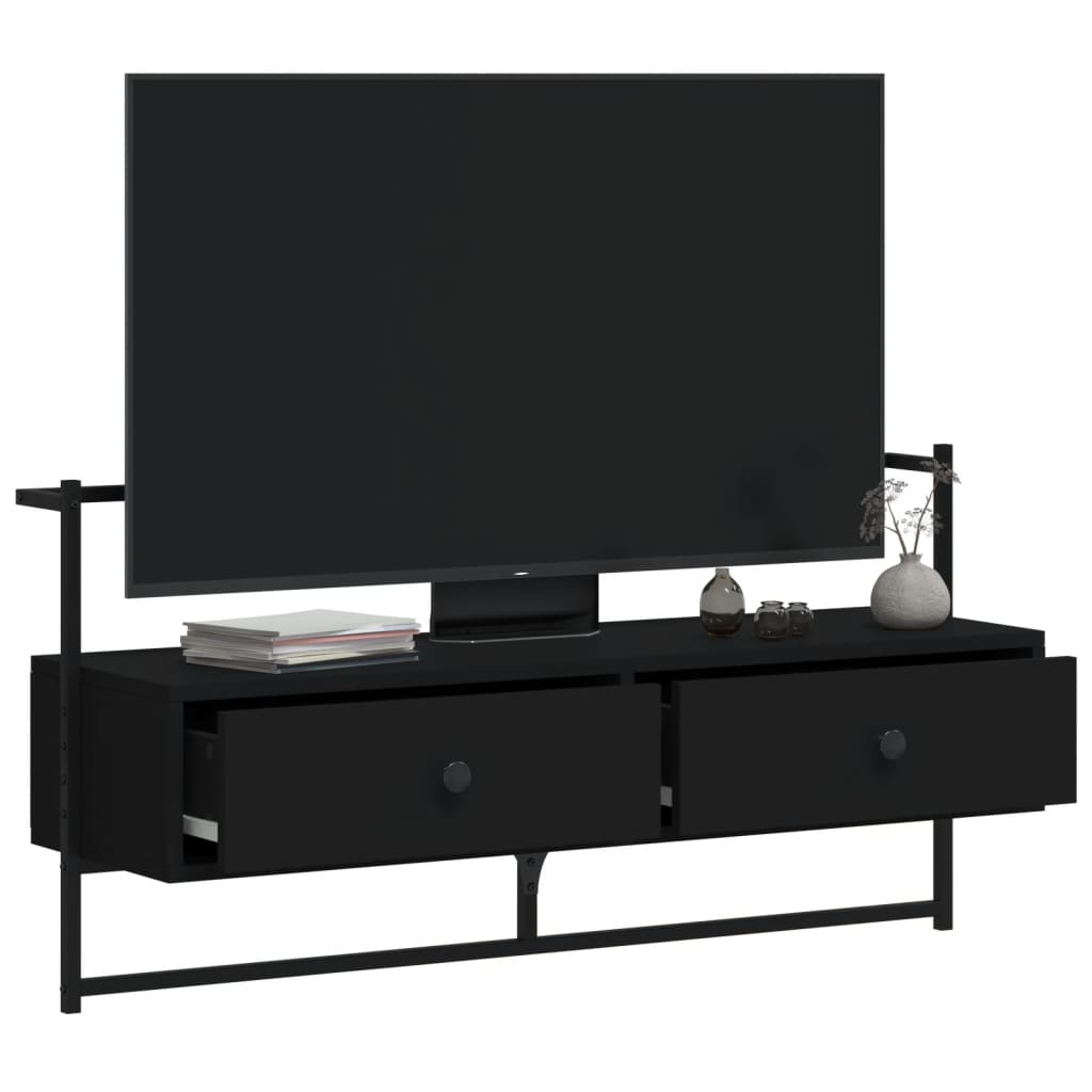 TV Cabinet Wall-mounted Black 100.5x30x51 cm Engineered Wood