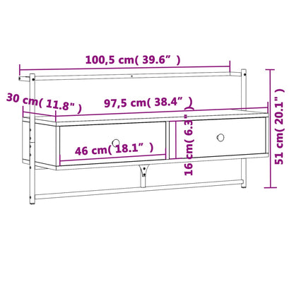 TV Cabinet Wall-mounted Brown Oak 100.5x30x51 cm Engineered Wood