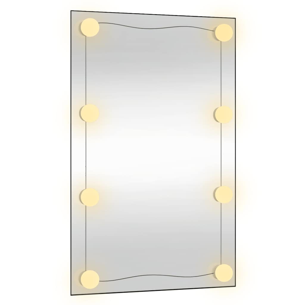 Wall Mirror with LED Lights 50x80 cm Glass Rectangle